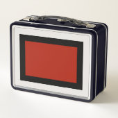 シンプルスタイリッシュモノグラム色ブロック赤黒 メタルランチボックス (裏面)