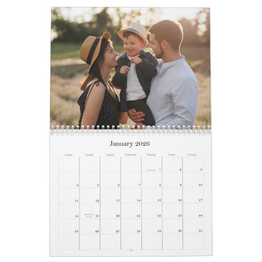 シンプルスタイリッシュ写真フローラ戻る カレンダー (1月 2026)