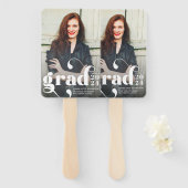 シンプルスタイリッシュ卒業写真 |白黒 ハンドファン (正面&裏面)