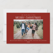 シンプルスタイリッシュ家族の写真クリスマスホリデーカード 招待状 (正面)