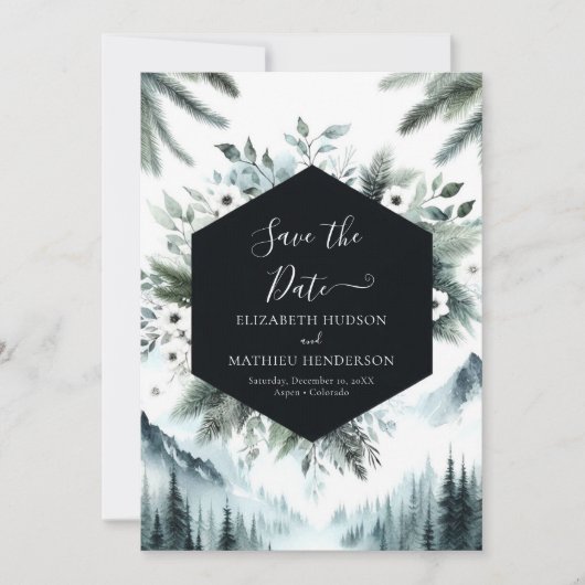 シンプルスタイリッシュ山結婚山 セーブザデート (正面)