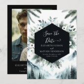 シンプルスタイリッシュ山結婚山 セーブザデート (正面/裏面)