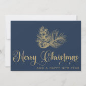 シンプルスタイリッシュ植物学メリークリスマススクリプト シーズンカード (正面)