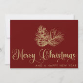 シンプルスタイリッシュ植物学メリークリスマススクリプト シーズンカード (正面)