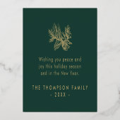 シンプルスタイリッシュ植物学メリークリスマススクリプト 箔シーズンカード (裏面)