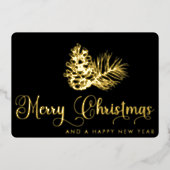 シンプルスタイリッシュ植物学メリークリスマススクリプト 箔シーズンカード (正面)