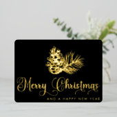 シンプルスタイリッシュ植物学メリークリスマススクリプト 箔シーズンカード (立ち正面)