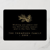 シンプルスタイリッシュ植物学メリークリスマススクリプト 箔シーズンカード (裏面)