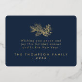 シンプルスタイリッシュ植物学メリークリスマススクリプト 箔シーズンカード (裏面)