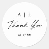 シンプルスタイリッシュ白と黒の結婚ありがとう ラウンドシール (正面)