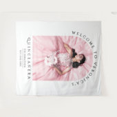 シンプルスタイリッシュ白Typo写真クラシカル付き タペストリー (正面(横))