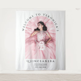 シンプルスタイリッシュ白Typo写真クラシカル付き タペストリー