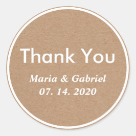 シンプルスタイリッシュ素朴クラフト。結婚感謝 ラウンドシール