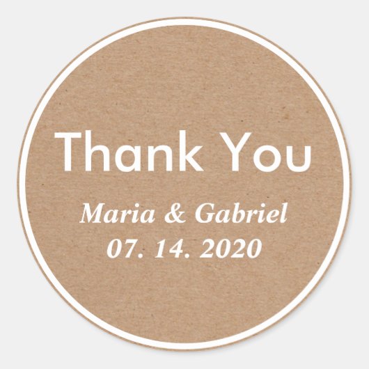 シンプルスタイリッシュ素朴クラフト。結婚感謝 ラウンドシール (正面)