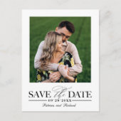 シンプルスタイリッシュ結婚式の写真を保存 ポストカード (正面)