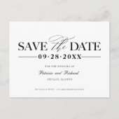 シンプルスタイリッシュ結婚式の日付の非写真の保存 ポストカード (正面)