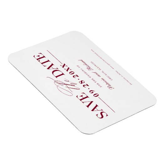 シンプルスタイリッシュ結婚式の日付の非写真の保存 マグネット (右側)