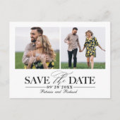 シンプルスタイリッシュ結婚式の日付2写真を保存 ポストカード (正面)