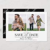 シンプルスタイリッシュ結婚式の日付2写真を保存 招待状 (正面/裏面)