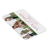 シンプルスタイリッシュ結婚式日付3写真を保存 マグネット (右側)