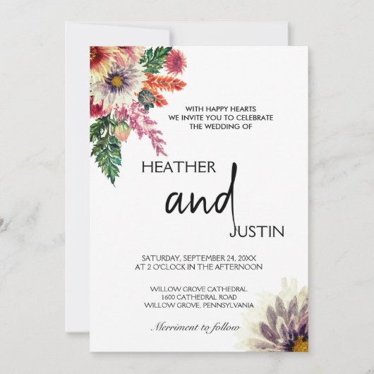 シンプルスタイリッシュ草花 招待状 (正面)