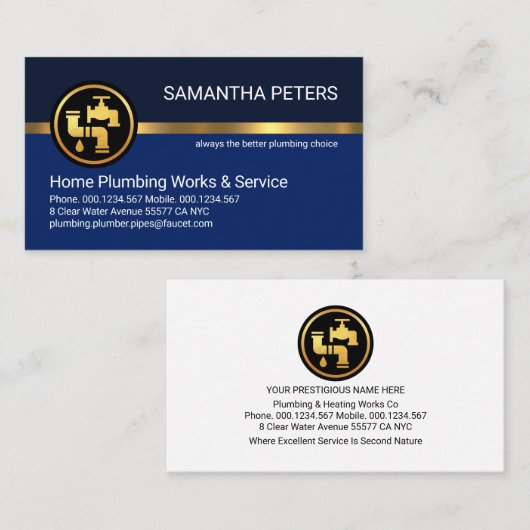 シンプルスタイリッシュ青の配管画層 名刺 (正面/裏面)