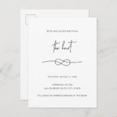 シンプルスタイリッシュ黒ノットウェディング招待葉書 案内ポストカード (正面/裏面)