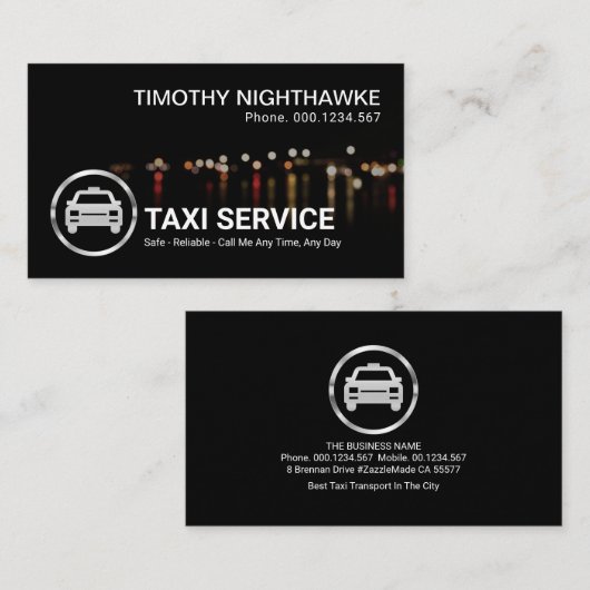 シンプルスタイリッシュ《写真》ぼけ味ナイトタクシー 名刺 (正面/裏面)
