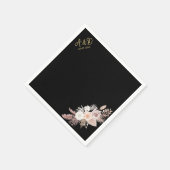 シンプルスタイリッシュBOHOブラックフローラ結婚ズ スタンダードカクテルナプキン (角)