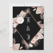 シンプルスタイリッシュBOHOブラックフローラ結婚ズ 招待状 (正面)