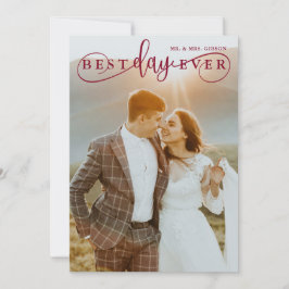 シンプルスタイリッシュBurgundy最高の Day Ever 2写真 サンキューカード