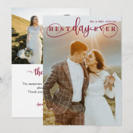 シンプルスタイリッシュBurgundy最高の Day Ever 2写真 サンキューカード