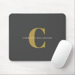 シンプルスタイリッシュChic Monogram Name in Black金ゴールド マウスパッド<br><div class="desc">黒シンプルスタイリッシュと金ゴールドマウスパッドのシックなモノグラム名</div>