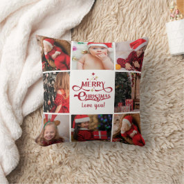シンプルスタイリッシュChristmas Photo Collage Throw Pil クッション