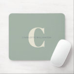 シンプルスタイリッシュSage Greenのシックモノグラム名 マウスパッド<br><div class="desc">シンプルスタイリッシュSage Greenマウスパッドにシックなモノグラム名</div>
