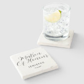 シンプルスタイリッシュScript Bridesmaid名パーソナライズされた ストーンコースター (横)