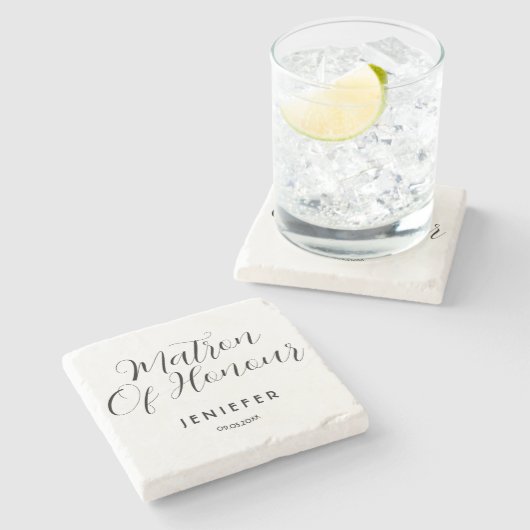 シンプルスタイリッシュScript Bridesmaid名パーソナライズされた ストーンコースター (横)