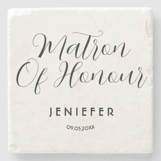 シンプルスタイリッシュScript Bridesmaid名パーソナライズされた ストーンコースター (正面)