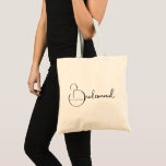 シンプルスタイリッシュScript Bridesmaid名パーソナライズされた トートバッグ<br><div class="desc">このミニマスタイリッシュリストモダントートバッグは、タイプ内に入れ子にされた名前の手文字のスタイルスクリプトでモダン、「bridesmaid」を特徴としている。おカスタマイズ前の花嫁の名前で</div>