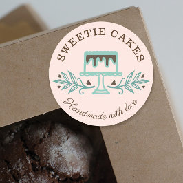 シンプルスタイル、クリーンミニマルベーカリーケーキロゴ ラウンドシール