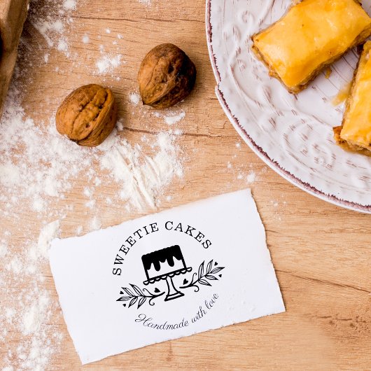 シンプルスタイル、クリーンミニマルベーカリーケーキロゴ ラバースタンプ