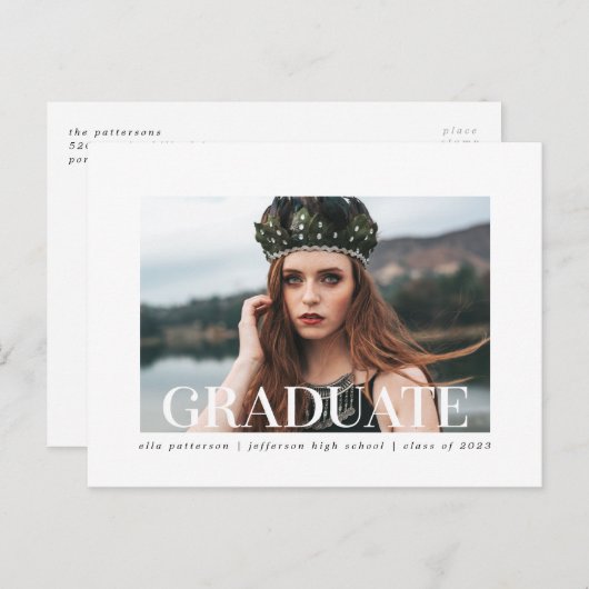 シンプルスタイル |写真卒業のお知らせ 案内ポストカード (正面/裏面)