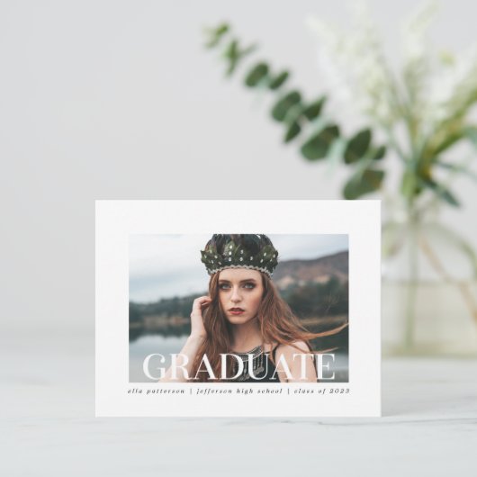 シンプルスタイル |写真卒業のお知らせ 案内ポストカード (スタンド正面)