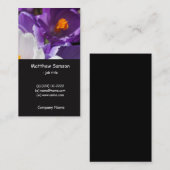 シンプルスタイル、白と紫のクロッカス花 名刺 (正面/裏面)