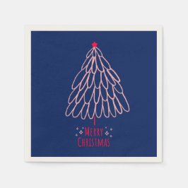 シンプルスターツリーミッドモダンメリークリスマス スタンダードカクテルナプキン