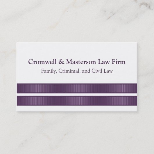 シンプルストライプお洒落Business Card, Purple 名刺 (正面)