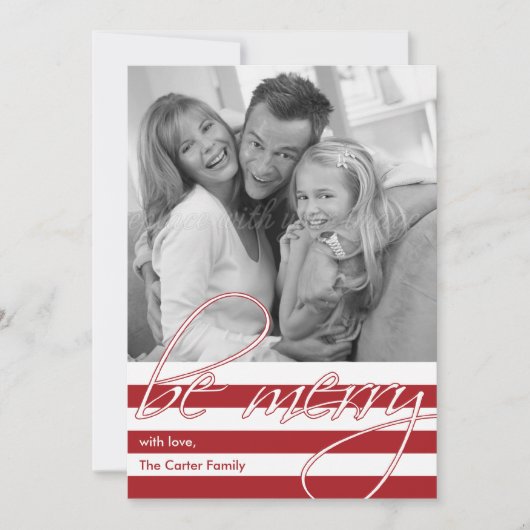 シンプルストライプのクリスマス/ホリデー シーズンカード (正面)