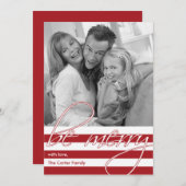 シンプルストライプのクリスマス/ホリデー シーズンカード (正面/裏面)