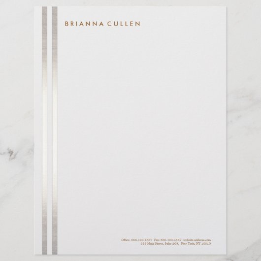 シンプルストライプのスタイリッシュフェイク銀エレガント2 レターヘッド (正面)