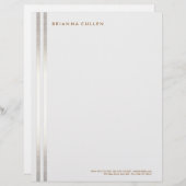 シンプルストライプのスタイリッシュフェイク銀エレガント2 レターヘッド (正面/裏面)